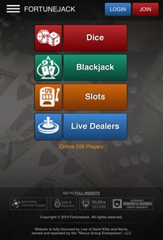 FortuneJack BTC Mobile Casino